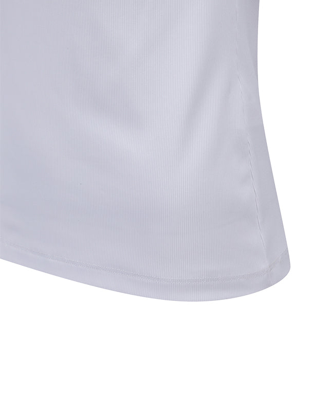 ANEW Golf Women's Collar Transform Sleeved Long T-Shirt in White, featuring a refined collar and stylish sleeve design.